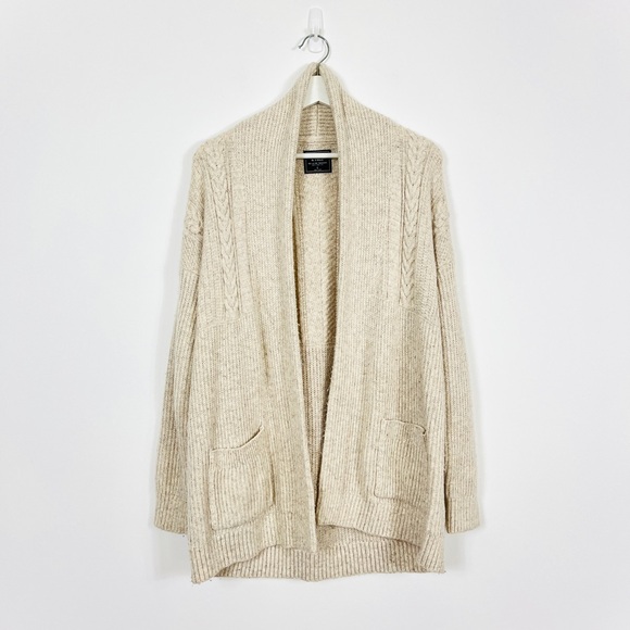 Abercrombie & Fitch Cream Open-Front Long Cable Knit Sweater - Picture 1 of 5